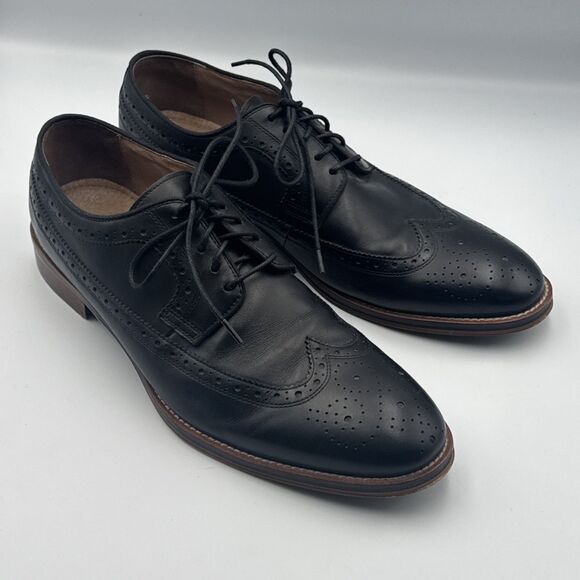 Johnston & Murphy Men's 20-2231 Conard E16 Black Wing Tip Oxford‎ Size 12 M - Picture 2 of 14